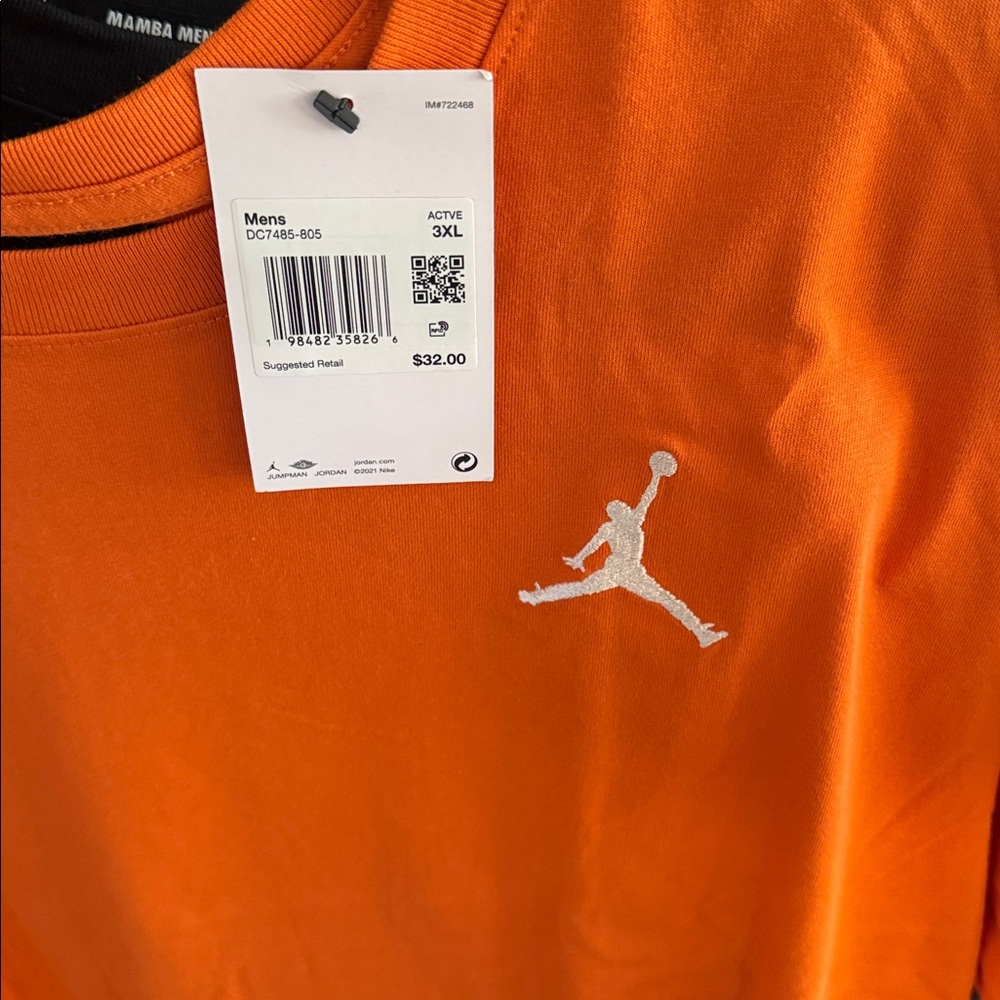 Jordan Men's Bright Orange Tee with White Logo nwt size 3XL - Picture 2 of 5